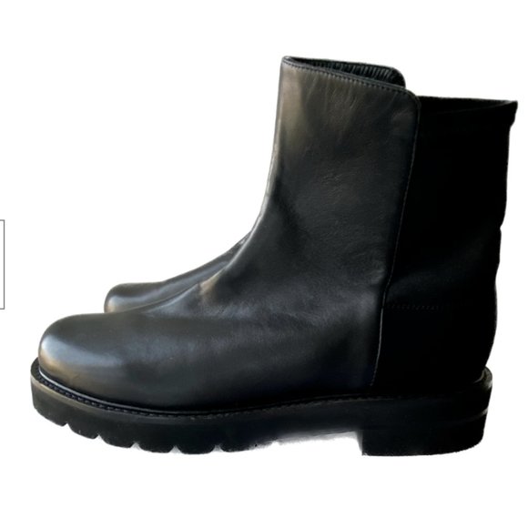 Stuart Weitzman 5050 Lift Ankle Boots/Ankle Bootie Black Leather Womens Size 9 - Picture 1 of 3